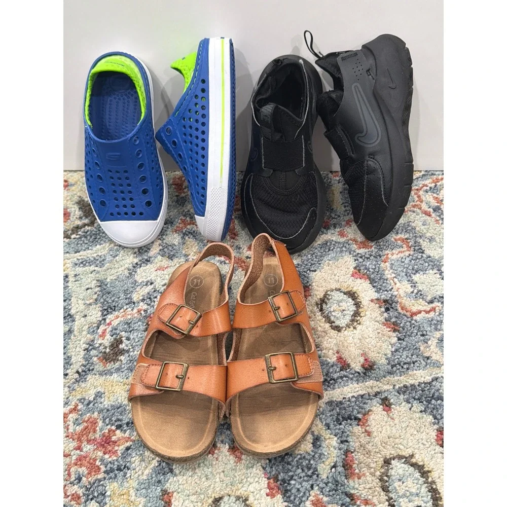 Nike Skechers Cat & Jack Shoe Bundle Boys 11 Black Blue Brown Athletic